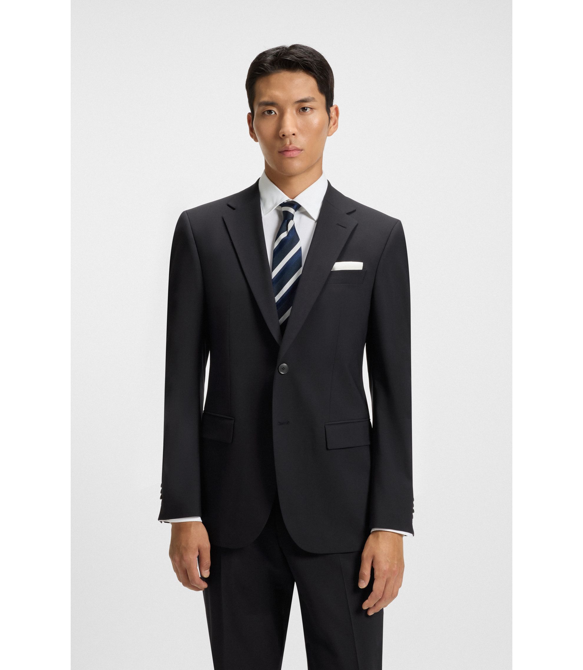 BOSS - Regular-fit suit jacket in a wool blend - Dark Blue