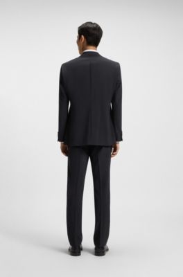 Giacca regular fit in misto lana, Blu scuro