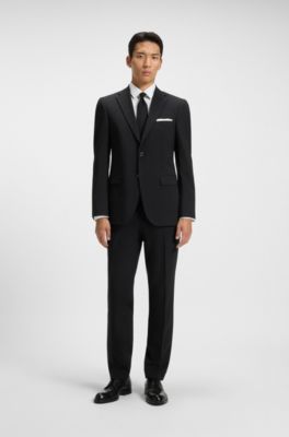 Slim-fit suit jacket in a wool blend, Black