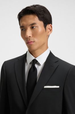 Slim-fit suit jacket in a wool blend, Black