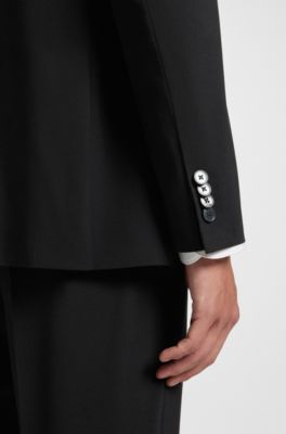 Slim-fit suit jacket in a wool blend, Black