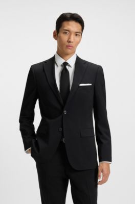 Slim-fit suit jacket in a wool blend, Black
