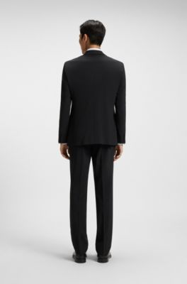Slim-fit suit jacket in a wool blend, Black