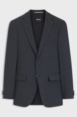 Slim-fit suit jacket in a wool blend, Dark Grey
