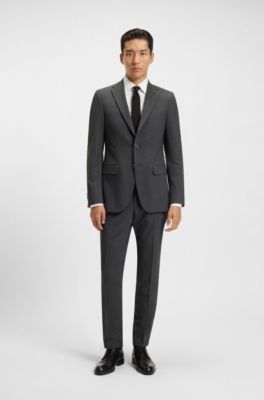 Slim-fit suit jacket in a wool blend, Dark Grey