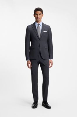 Slim-fit suit jacket in a wool blend, Dark Grey