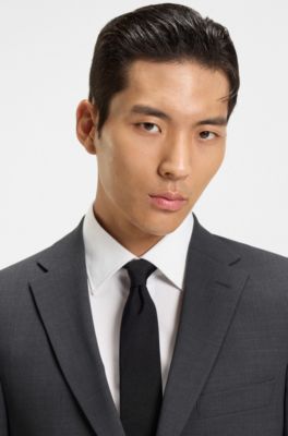 Giacca slim fit in misto lana, Grigio scuro