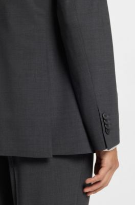 Giacca slim fit in misto lana, Grigio scuro