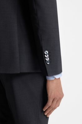 Slim-fit suit jacket in a wool blend, Dark Grey