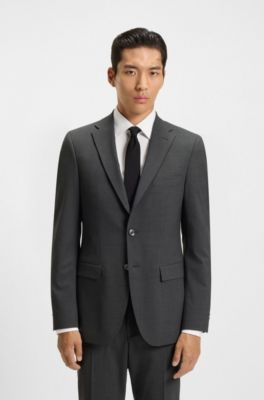 Slim-fit suit jacket in a wool blend, Dark Grey