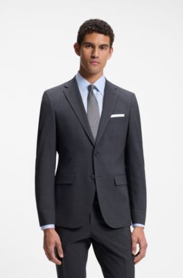 Slim-fit suit jacket in a wool blend, Dark Grey