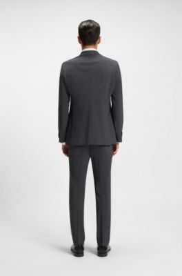 Giacca slim fit in misto lana, Grigio scuro