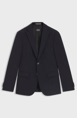 Slim-fit suit jacket in a wool blend, Dark Blue