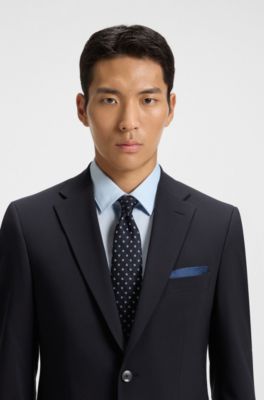 Slim-fit suit jacket in a wool blend, Dark Blue