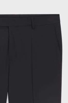 Slim-fit suit trousers in a wool blend, Black