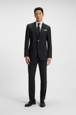 Slim-fit suit trousers in a wool blend, Black