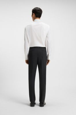 Slim-fit suit trousers in a wool blend, Black