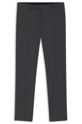 Slim-fit pantalon van een wolmix, Donkergrijs