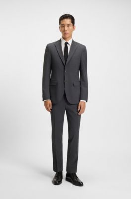 Pantalon de costume Slim en laine m&eacute;lang&eacute;e, Gris sombre