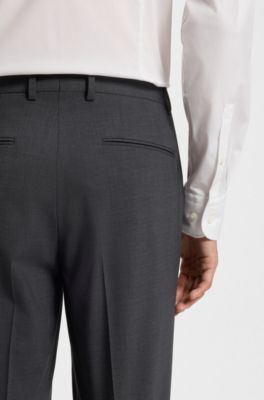 Slim-fit suit trousers in a wool blend, Dark Grey