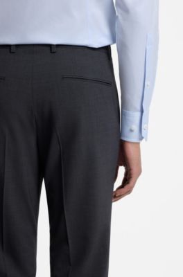 Slim-fit suit trousers in a wool blend, Dark Grey