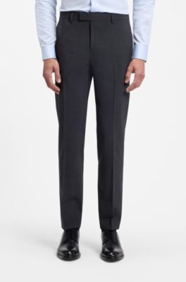 Slim-fit suit trousers in a wool blend, Dark Grey