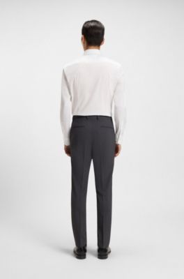 Slim-fit suit trousers in a wool blend, Dark Grey