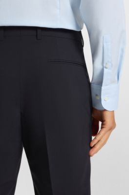 Slim-fit suit trousers in a wool blend, Dark Blue