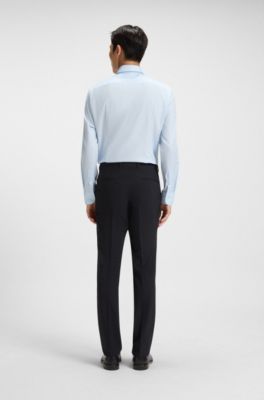 Slim-fit suit trousers in a wool blend, Dark Blue