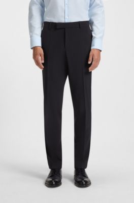 Slim-fit suit trousers in a wool blend, Dark Blue