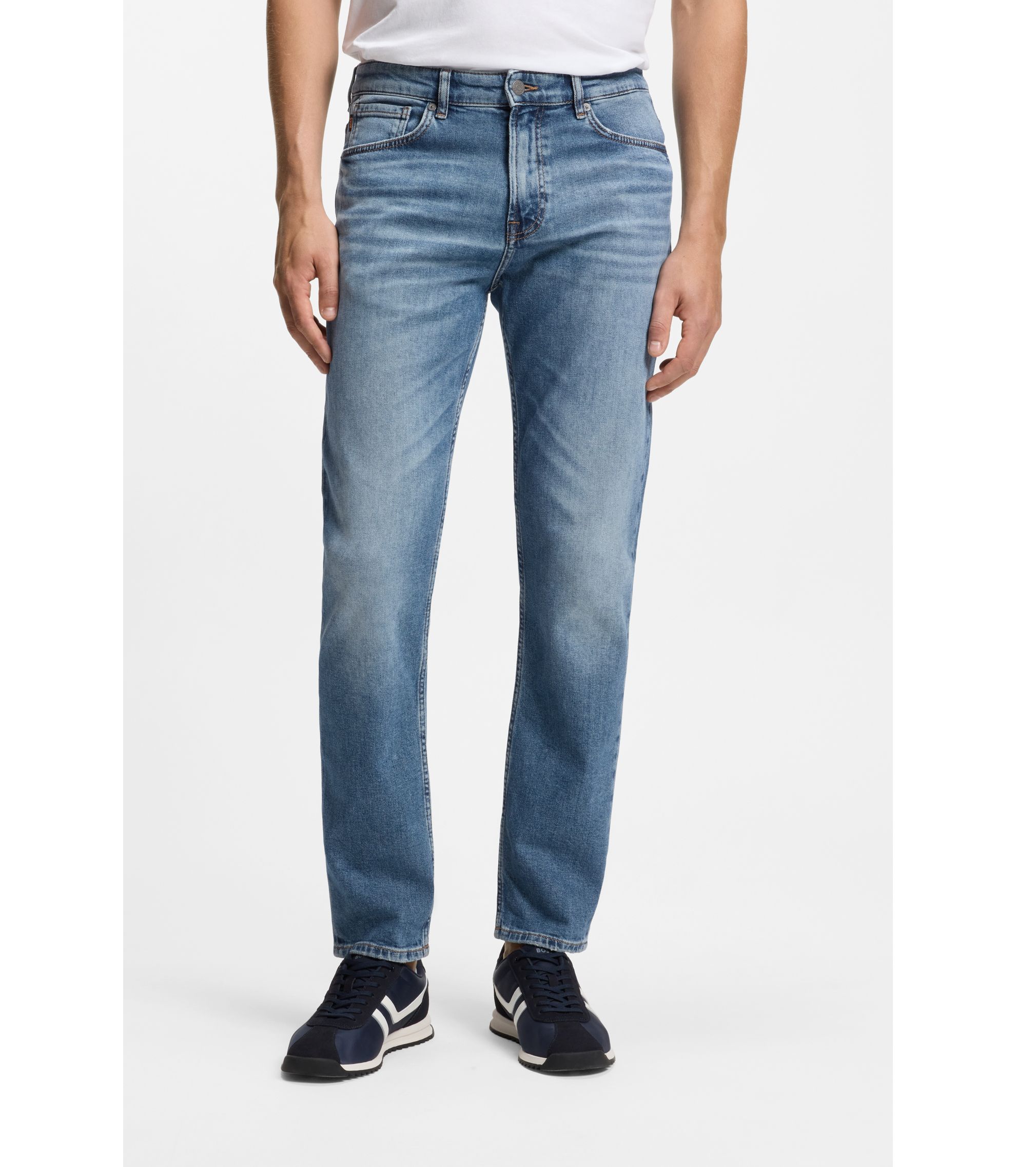 Maine Regular-Fit-Jeans aus blauem Comfort-Stretch-Denim