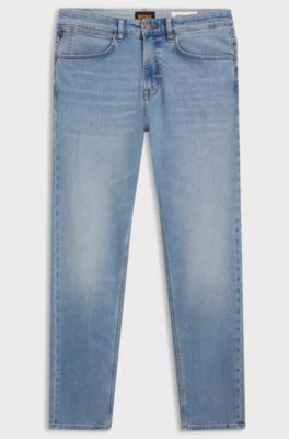 Jeans dal fit affusolato in denim super stretch blu, Celeste