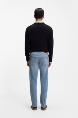 Jeans dal fit affusolato in denim super stretch blu, Celeste