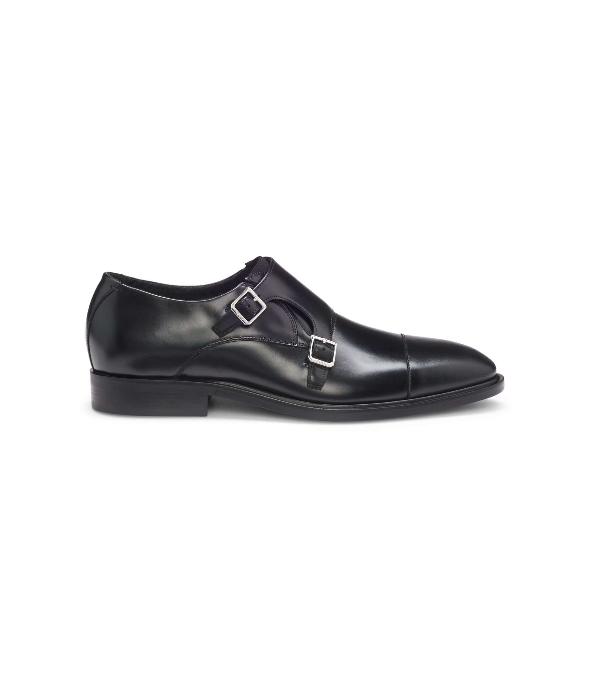 未使用級✨HUGO BOSS ダブルモンクストラップシューズ　7 1/2 BOSS - レザー モンクシューズ ダブルストラップ - ブラック