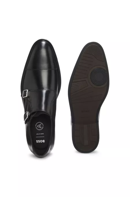Leather monk shoes with double strap