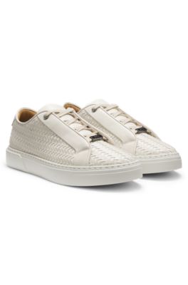 Gary trainers with woven-leather uppers, White