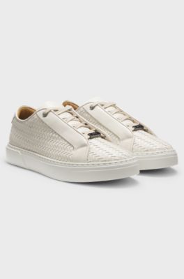 Gary trainers with woven-leather uppers, Natural