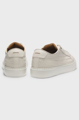 Gary trainers with woven-leather uppers, Natural