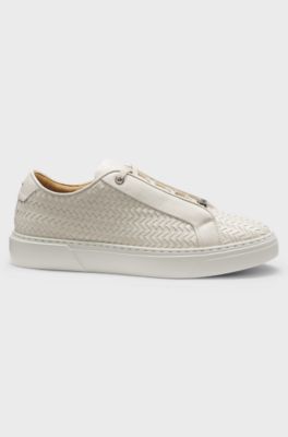 Gary trainers with woven-leather uppers, Natural