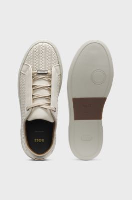 Gary trainers with woven-leather uppers, White