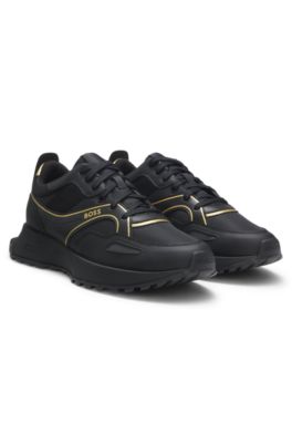 BOSS - Trainers with logo and piping detail - Black
