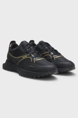 Trainers with logo and piping detail, Black