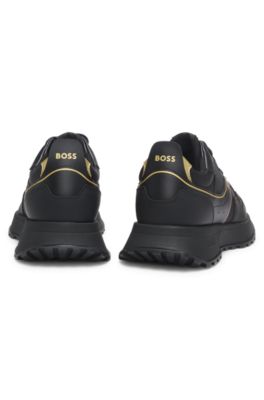 Trainers with logo and piping detail, Black