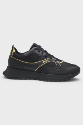Trainers with logo and piping detail, Black