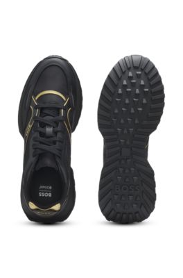 Trainers with logo and piping detail, Black