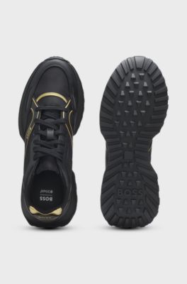 Trainers with logo and piping detail, Black