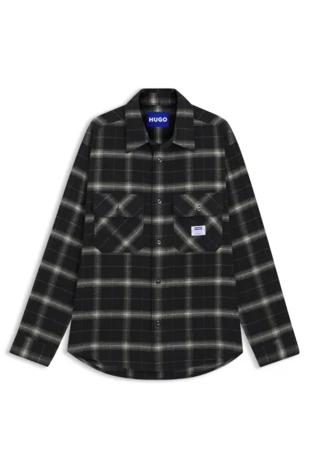 Oversized-fit overshirt in checked cotton twill