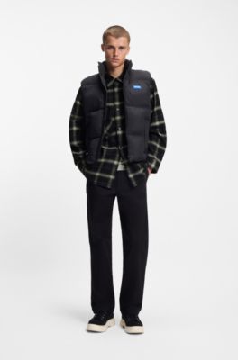 Oversized-fit overshirt in checked cotton twill, Black Patterned
