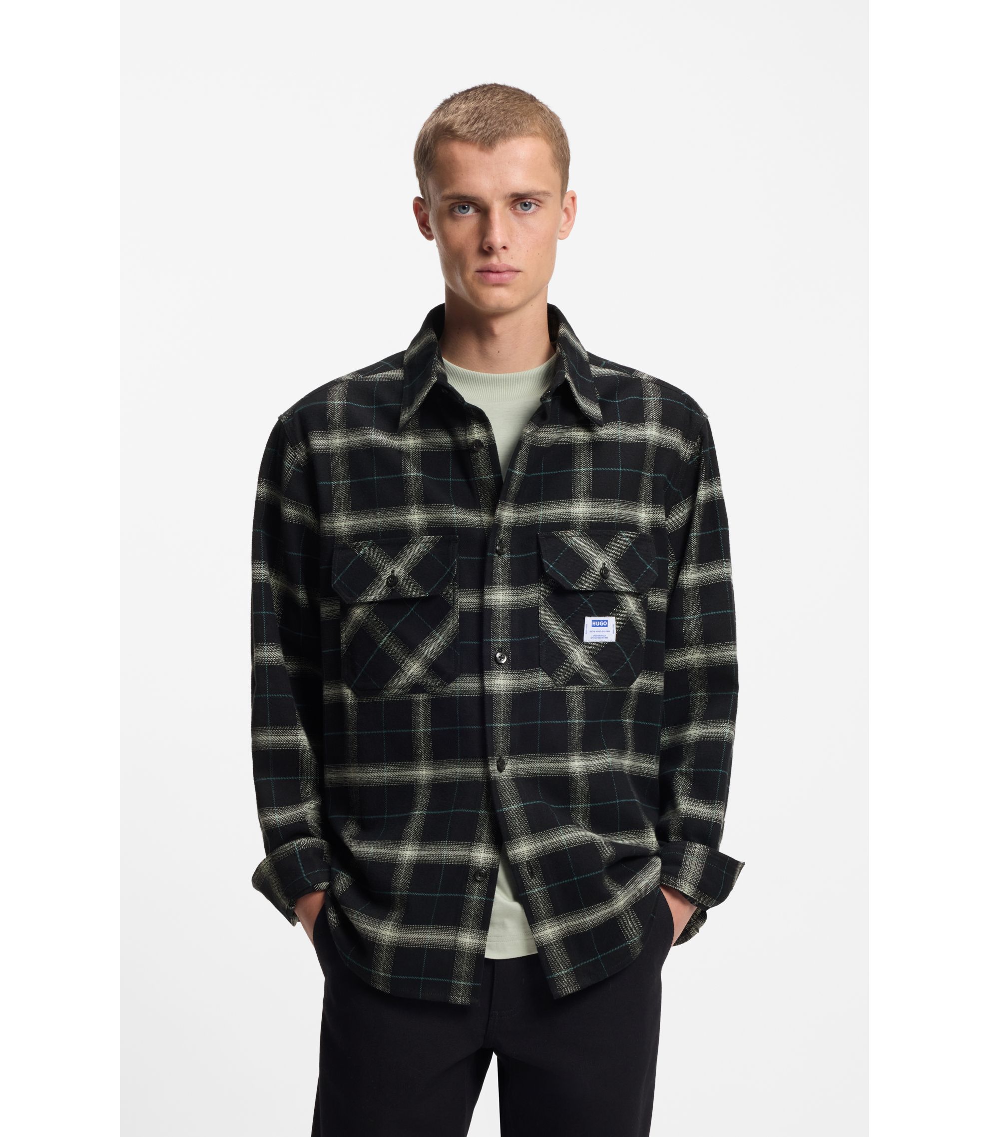 Kariertes Oversized Overshirt aus Baumwoll-Twill