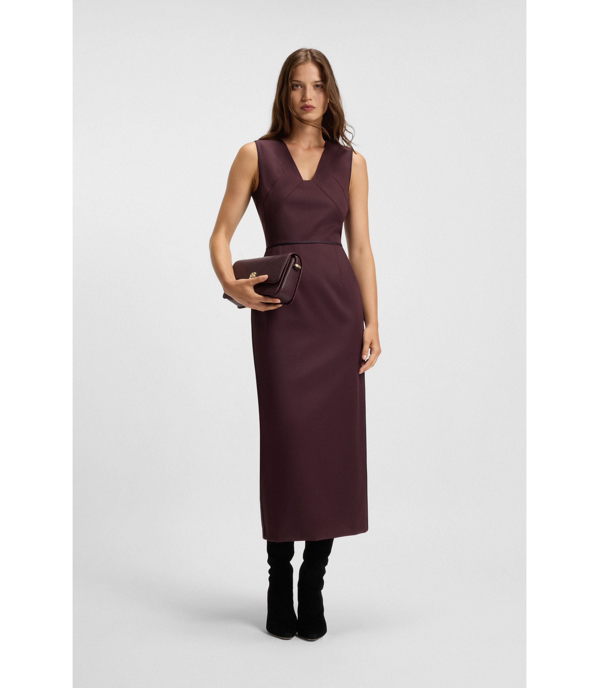 Kleid aus Schurwolle mit Paspeln am Bund